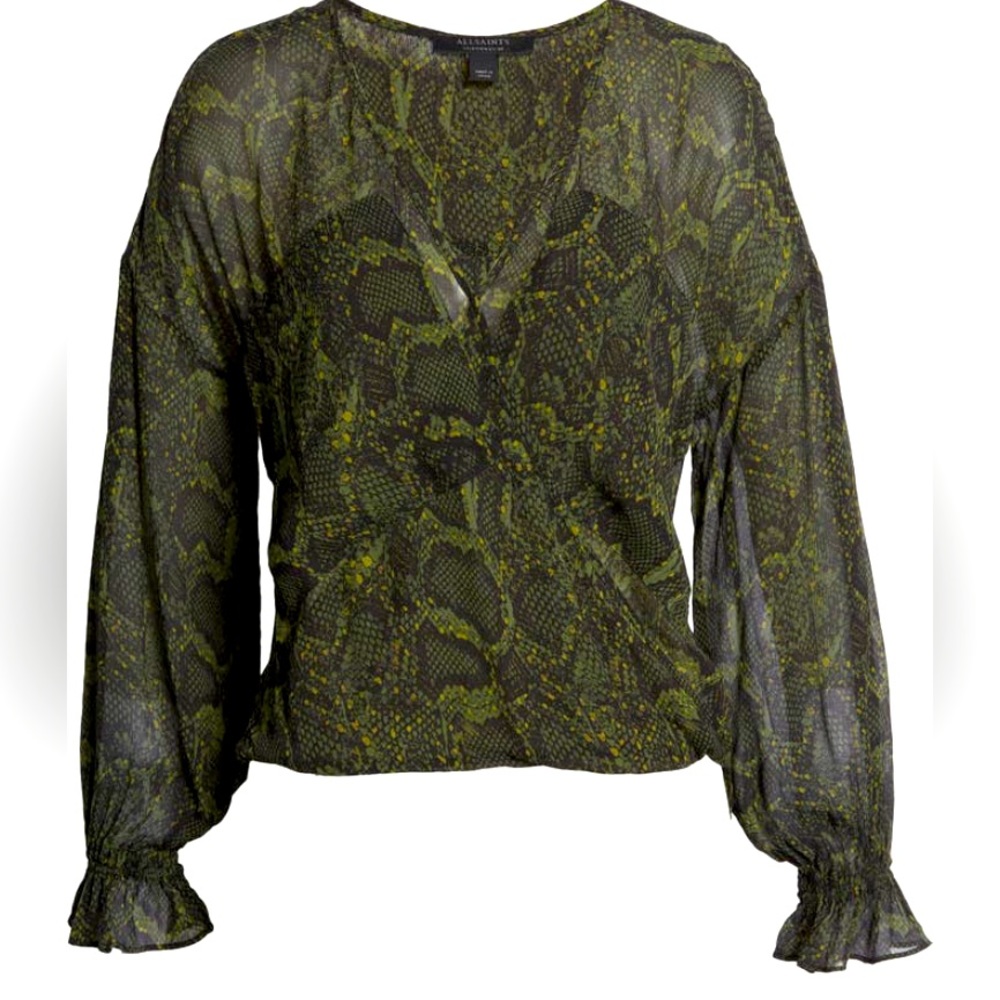 ALL SAINTS PENNY TAMORA HIGH LOW LONGSLEEVE SHEER TOP US8 NWT
